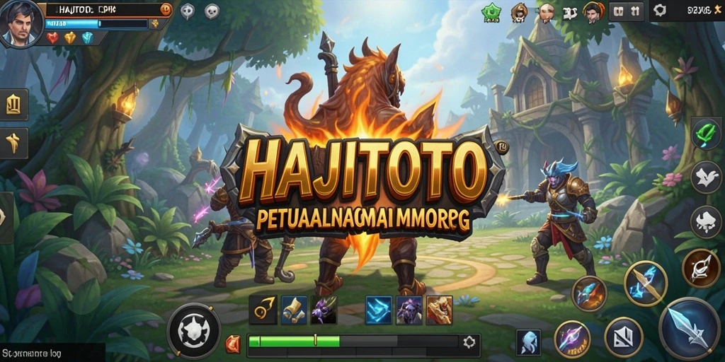 Tampilan gameplay epik dari HAJITOTO yang menampilkan pertarungan dan eksplorasi dunia.