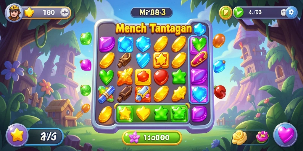 Screenshot utama RI188 menampilkan aksi seru permainan Match-3.