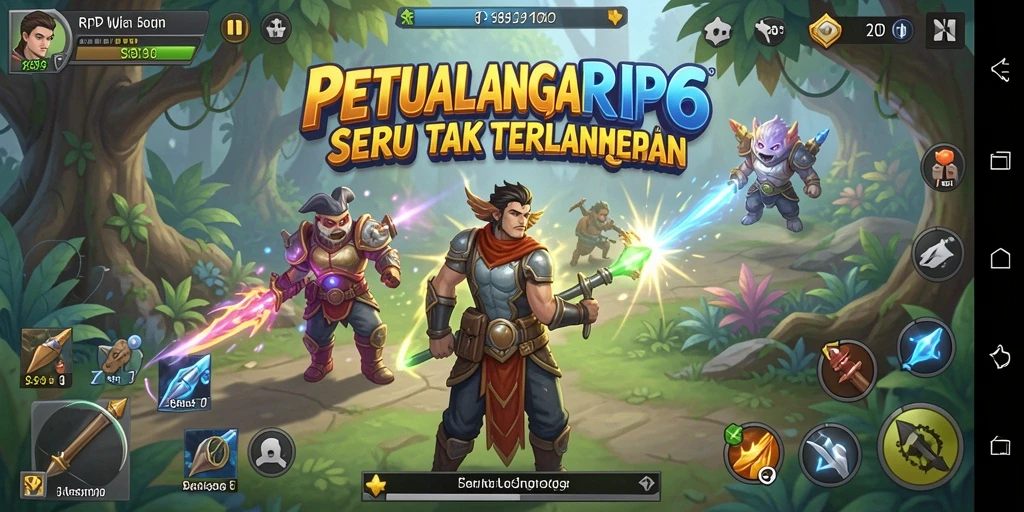 Screenshot utama gameplay RPVIP6 menampilkan karakter beraksi di latar yang epik.
