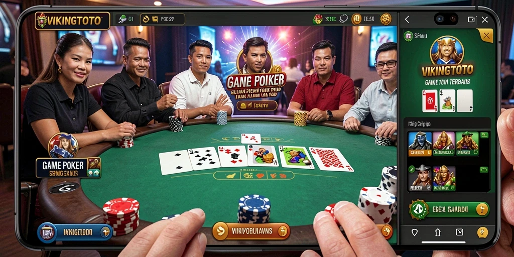 Tampilan menarik gameplay Poker di VIKINGTOTO dengan pemain yang kompetitif.