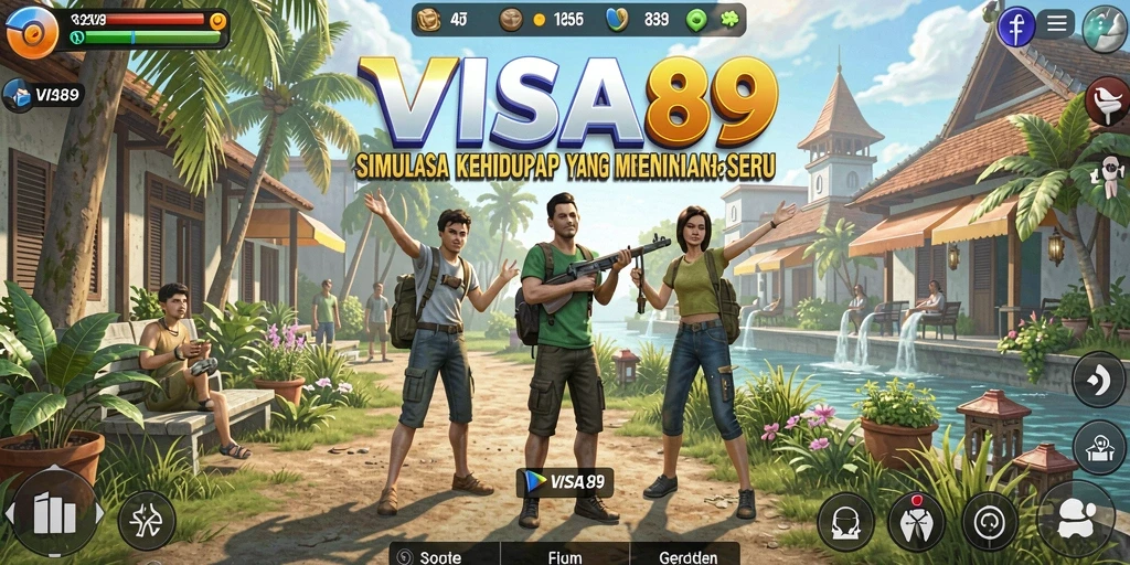 Screenshot dari gameplay VISA89 yang menunjukkan simulasi interaktif.